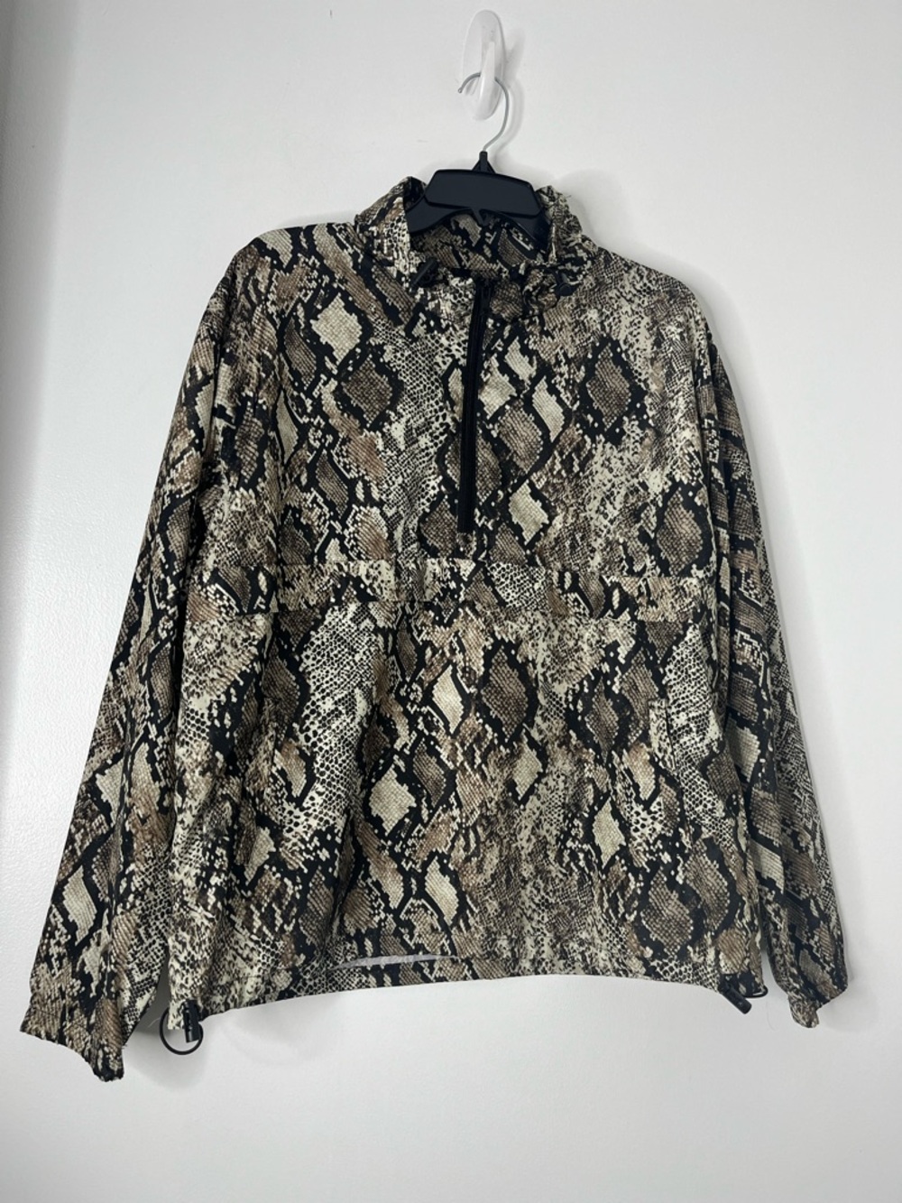 Thread & Supply Snake Print Quarter-Zip Pullover Windbreaker Jacket Sz Medium